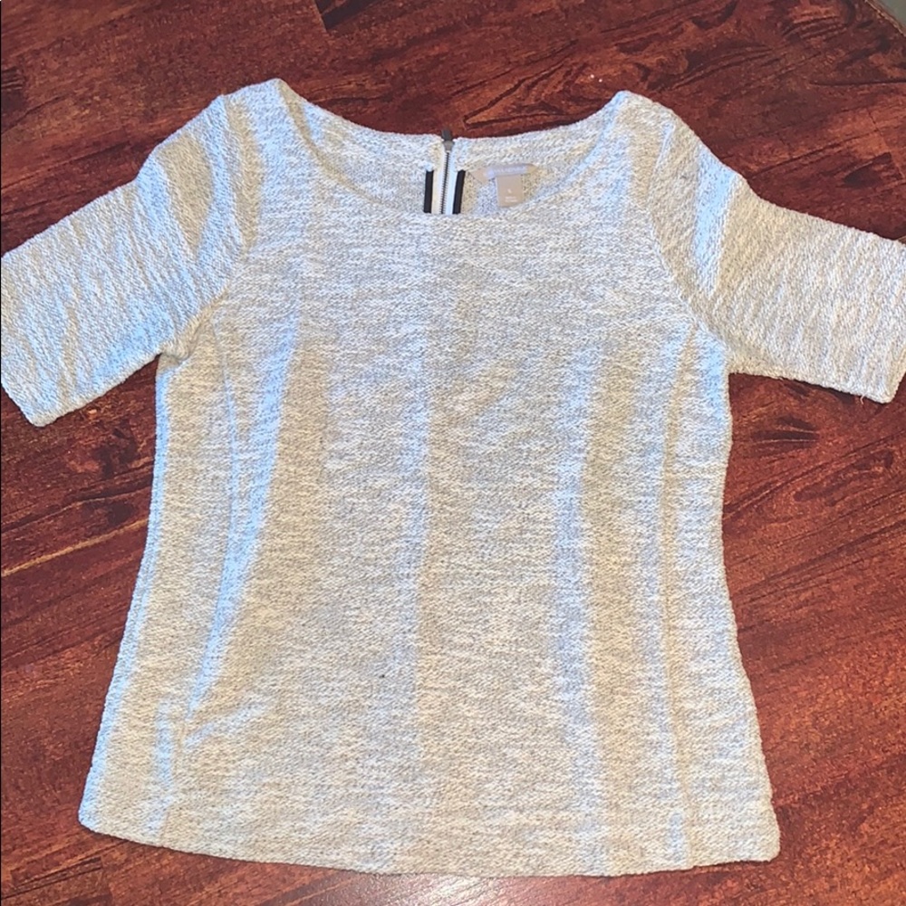 white sparkly short sleeved sweater